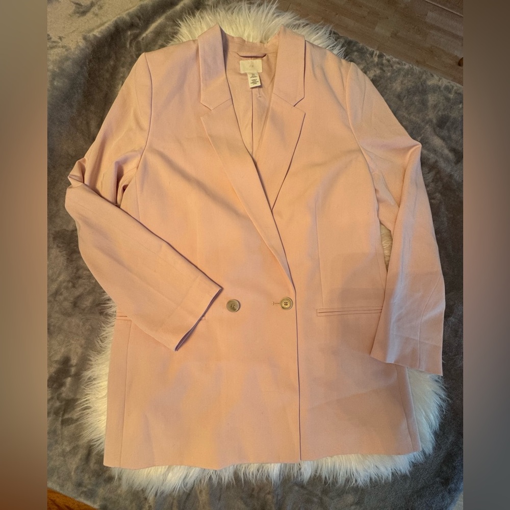 H&M Light Pink Double-Breasted Blazer